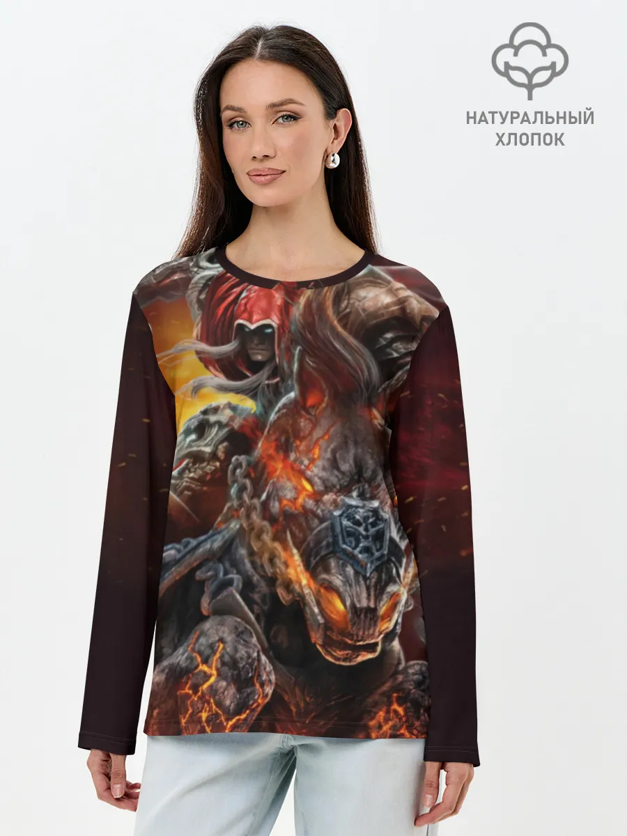 Лонгслив женский. Хлопок / Демон-Всадник