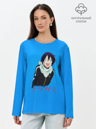 Лонгслив женский. Хлопок / Веселый Ябоку. БЕЗДОМНЫЙ БОГ