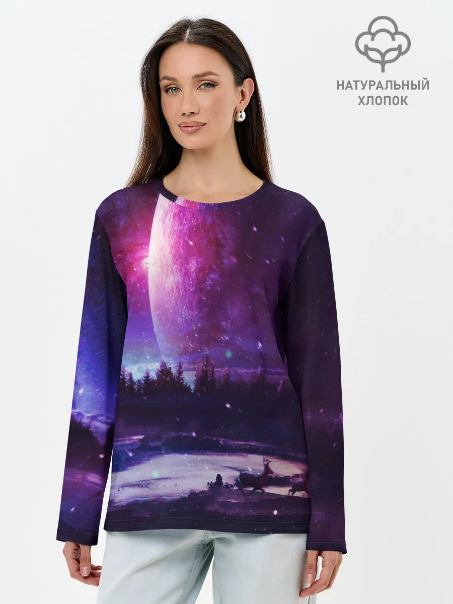 Лонгслив женский. Хлопок / Северный закат