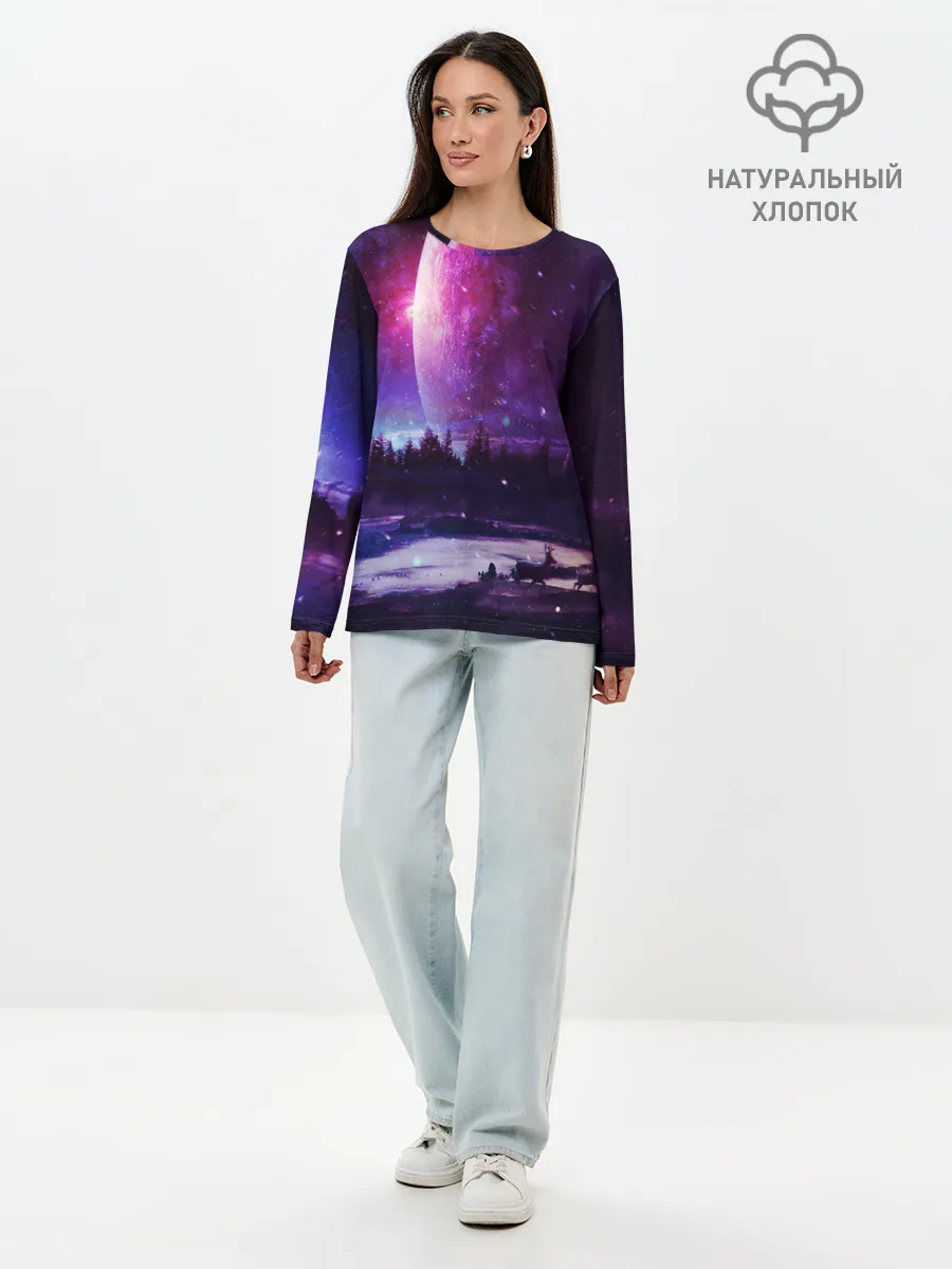 Лонгслив женский. Хлопок / Северный закат
