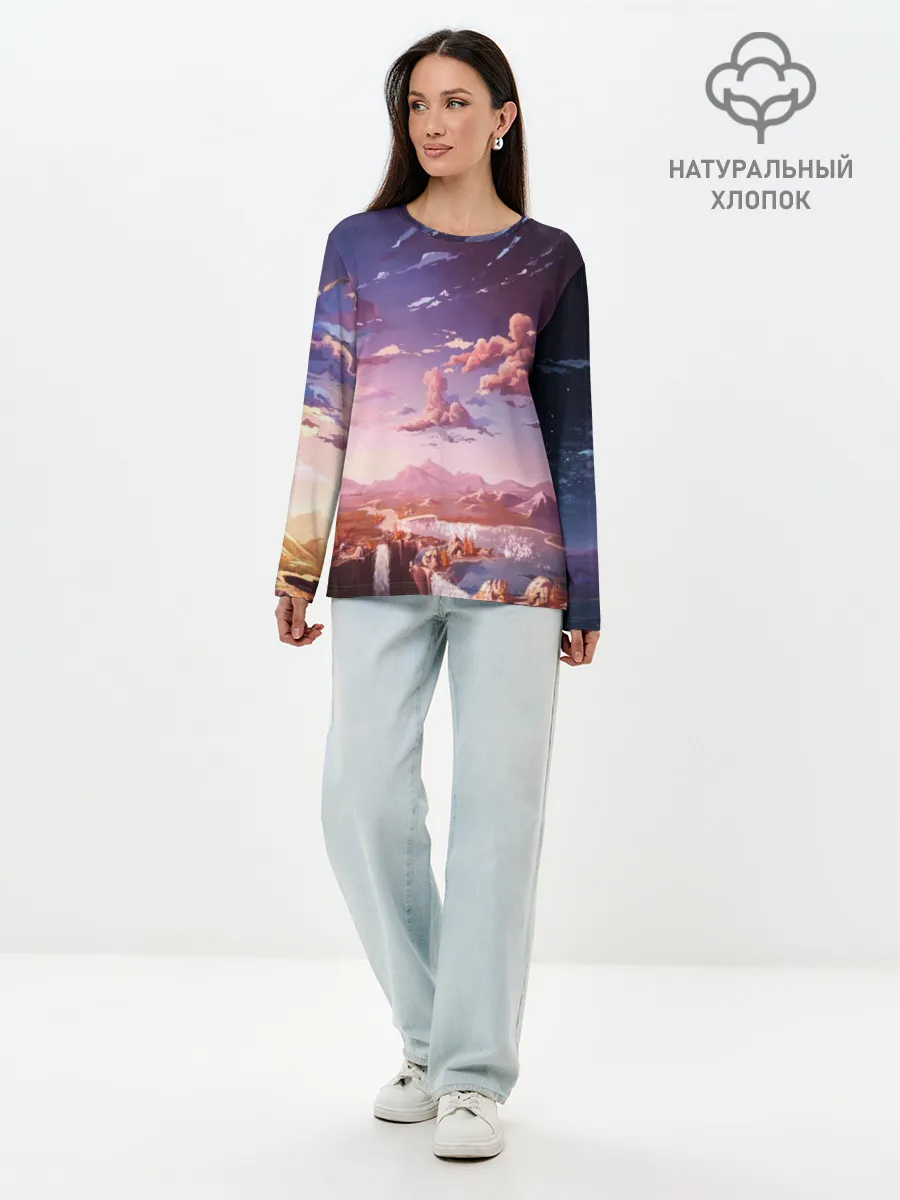 Лонгслив женский. Хлопок / Фантастический закат