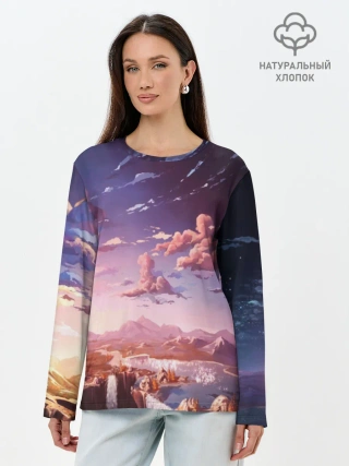 Лонгслив женский. Хлопок / Фантастический закат