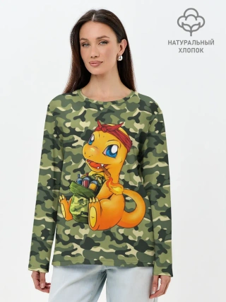 Лонгслив женский. Хлопок / Покемон Чармандер