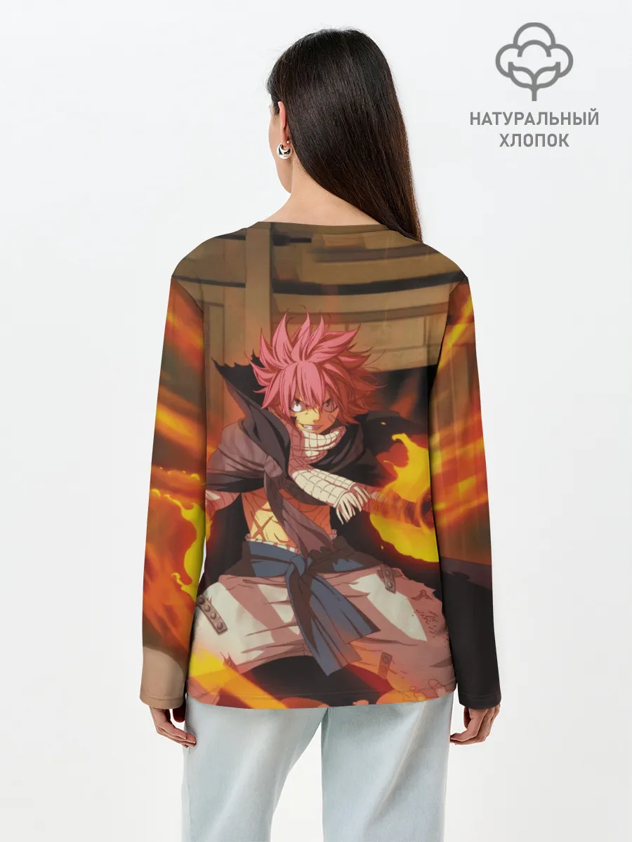 Лонгслив женский. Хлопок / Нацу огненный боец