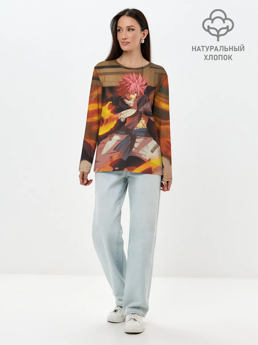 Лонгслив женский. Хлопок / Нацу огненный боец