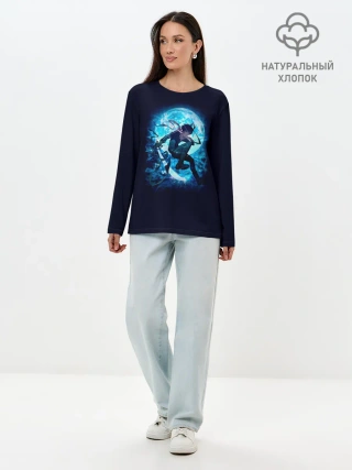Лонгслив женский. Хлопок / Ябоку при свете Луны