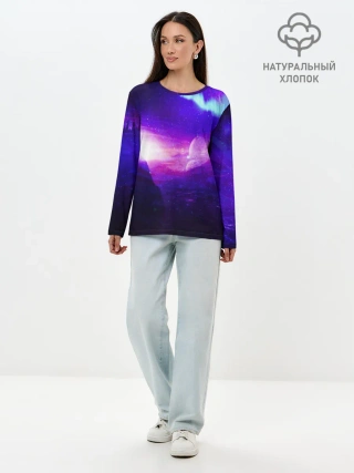 Лонгслив женский. Хлопок / Космическое сияние