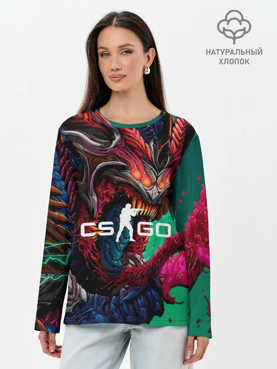 Лонгслив женский. Хлопок / CS GO hyper beast skin