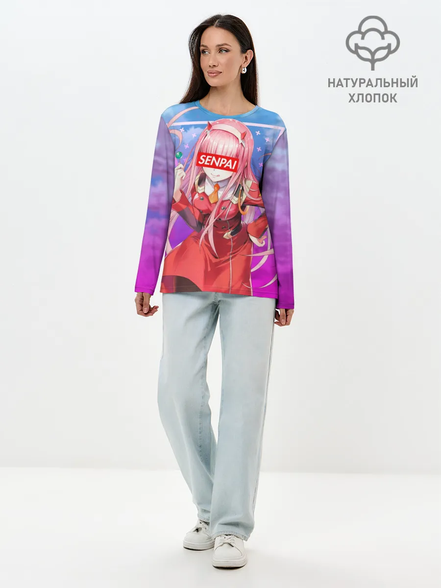 Лонгслив женский. Хлопок / Anime Senpai Girl pink