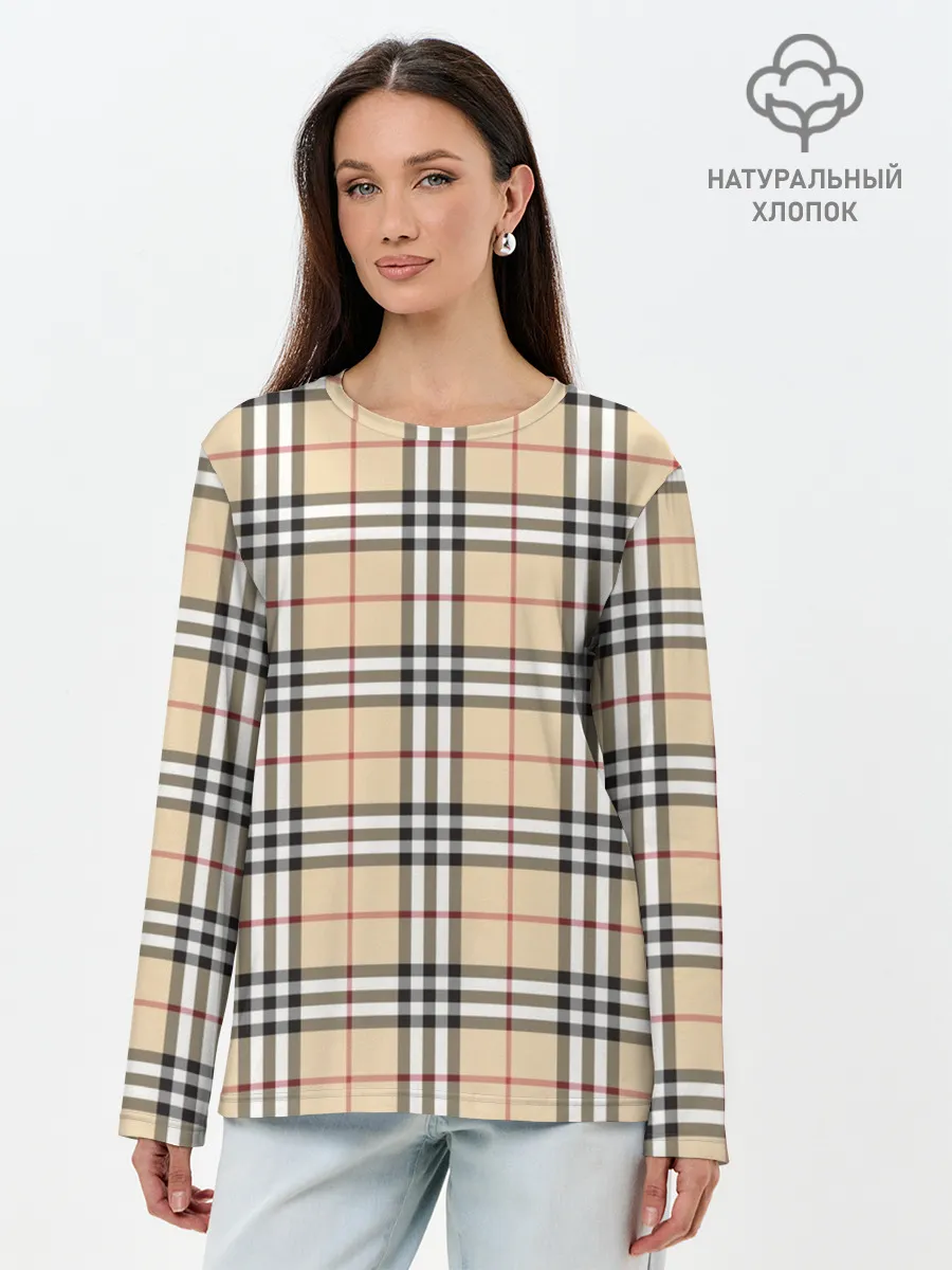 Лонгслив женский. Хлопок / Nova check