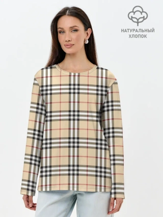 Лонгслив женский. Хлопок / Nova check