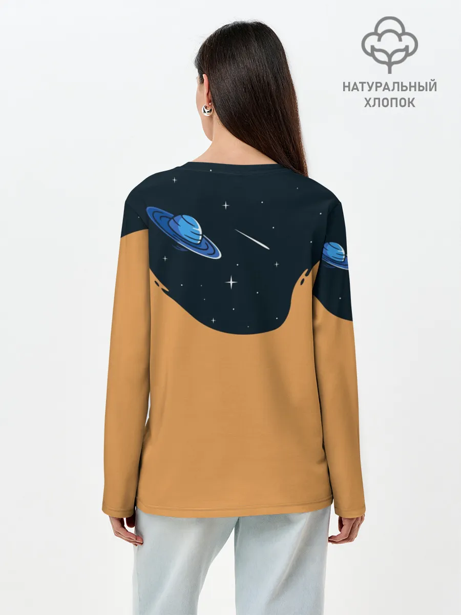 Лонгслив женский. Хлопок / Космонавт и чернила