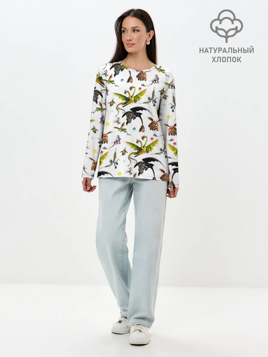 Лонгслив женский. Хлопок / Как приручить дракона