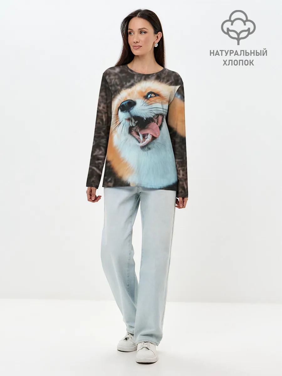 Лонгслив женский. Хлопок / Довольная лиса