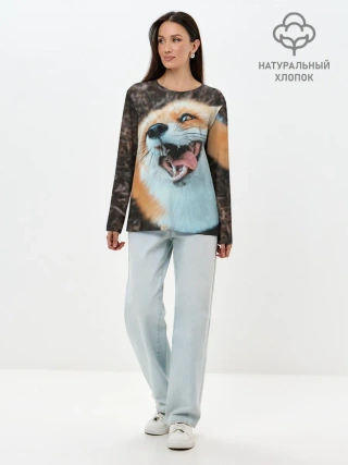 Лонгслив женский. Хлопок / Довольная лиса