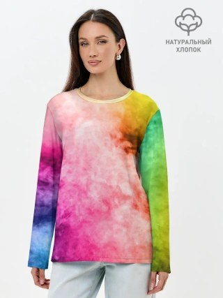 Лонгслив женский. Хлопок / Радужный дым