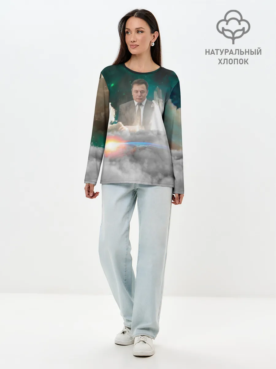 Лонгслив женский. Хлопок / Elon Musk Thinker