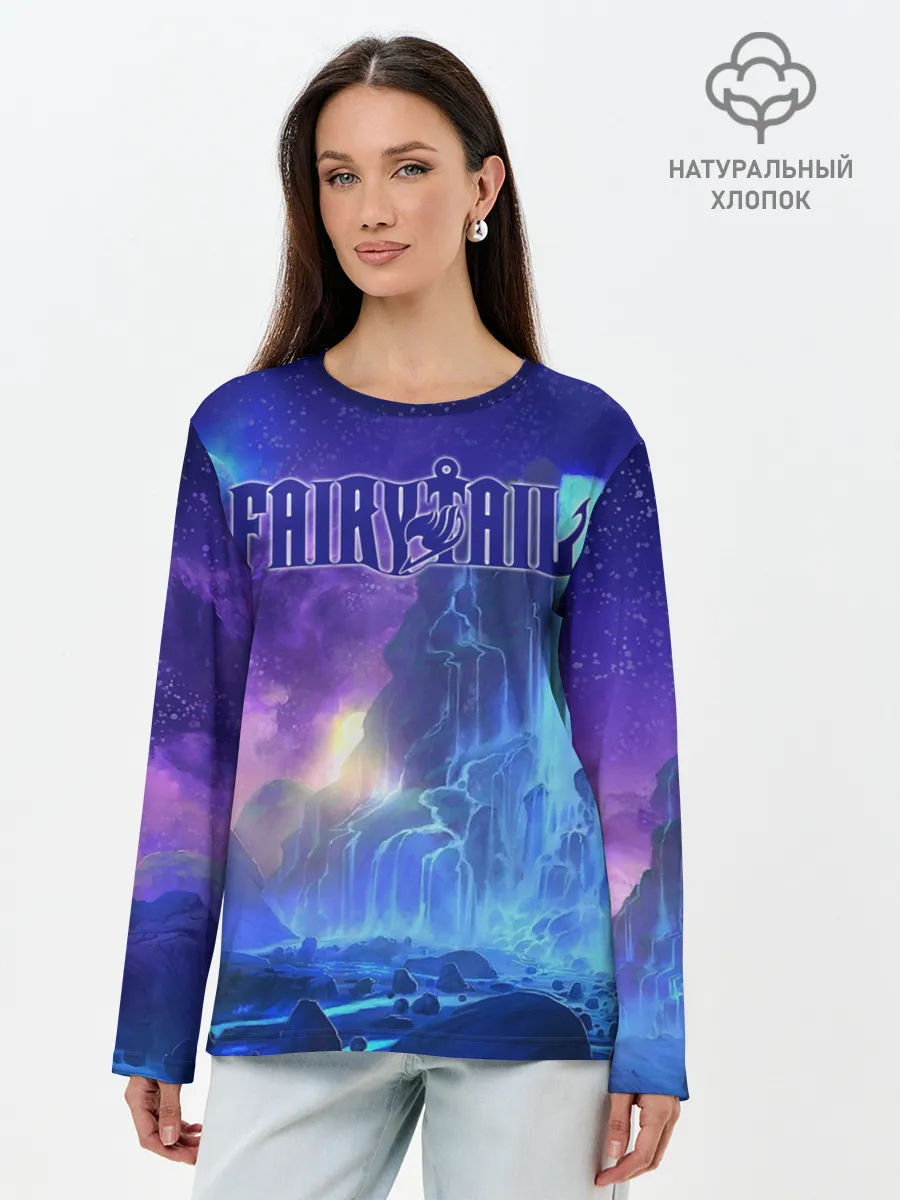 Лонгслив женский. Хлопок / Водопад Фейри Тейл