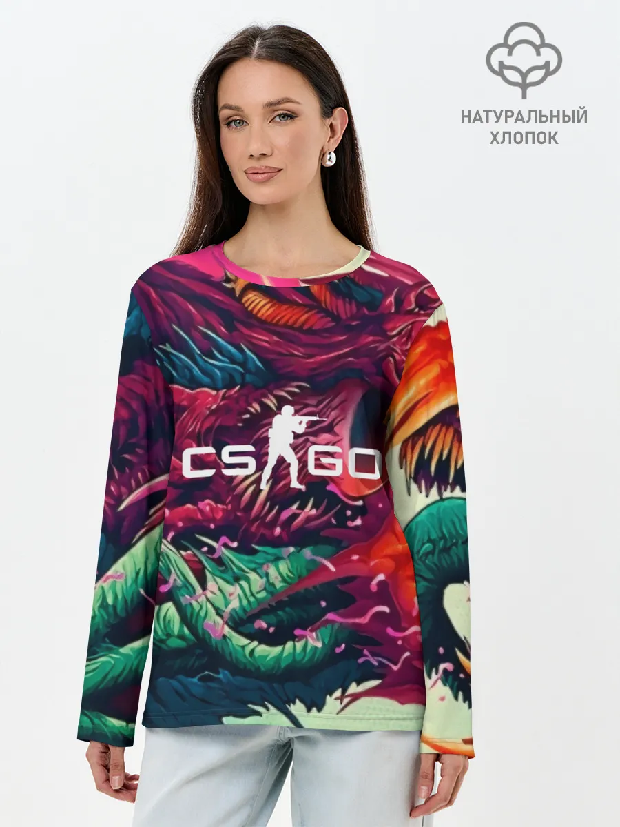 Лонгслив женский. Хлопок / CS GO hyper beast skin