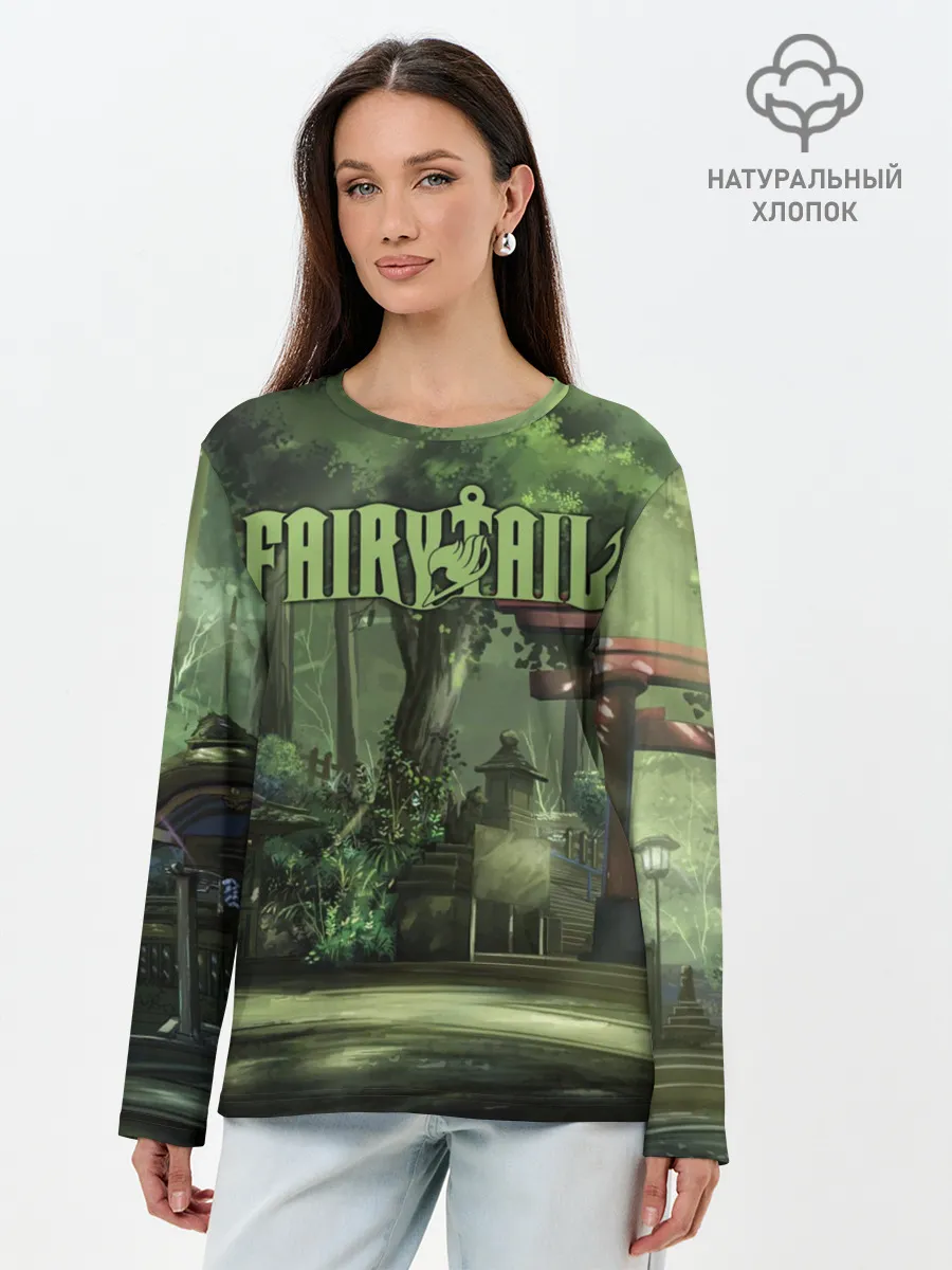 Лонгслив женский. Хлопок / Фейри Тейл лес