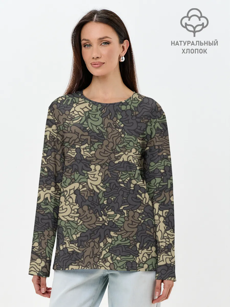 Лонгслив женский. Хлопок / Камуфляж с секс позами
