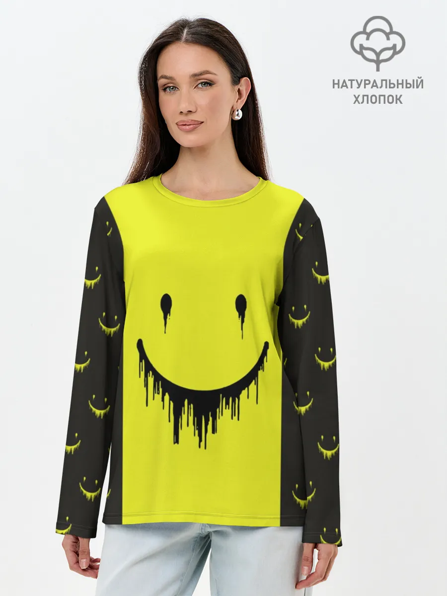 Лонгслив женский. Хлопок / Смайлик