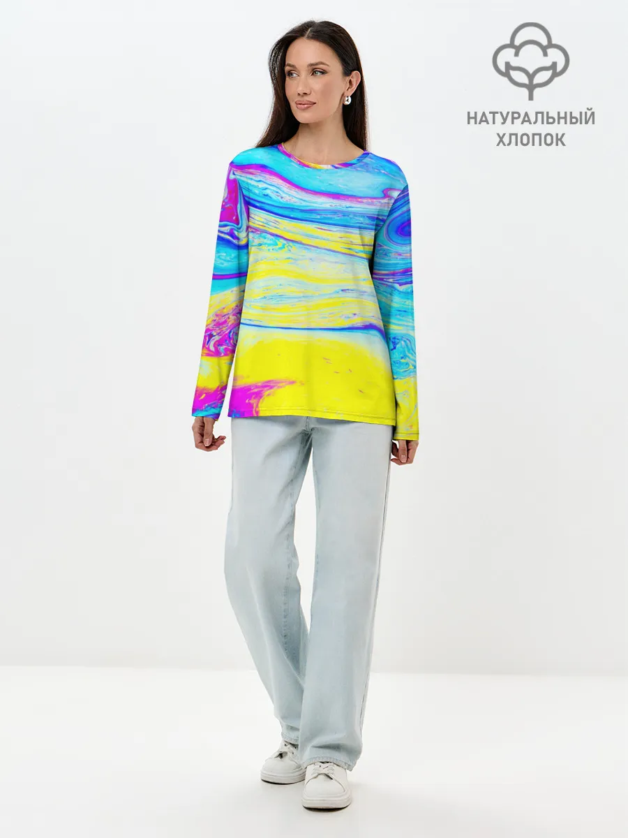 Лонгслив женский. Хлопок / Разводы красок