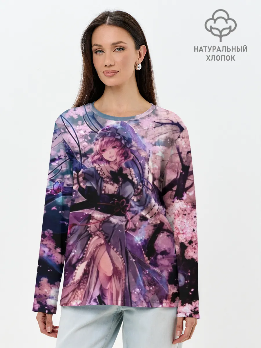 Лонгслив женский. Хлопок / Anime Girl tree