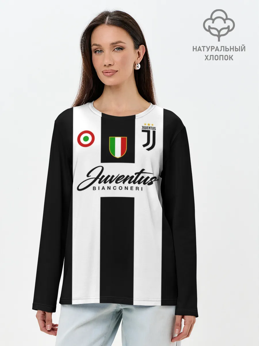 Лонгслив женский. Хлопок / Ювентус
