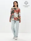 Лонгслив женский. Хлопок / Лоскутный орнамент