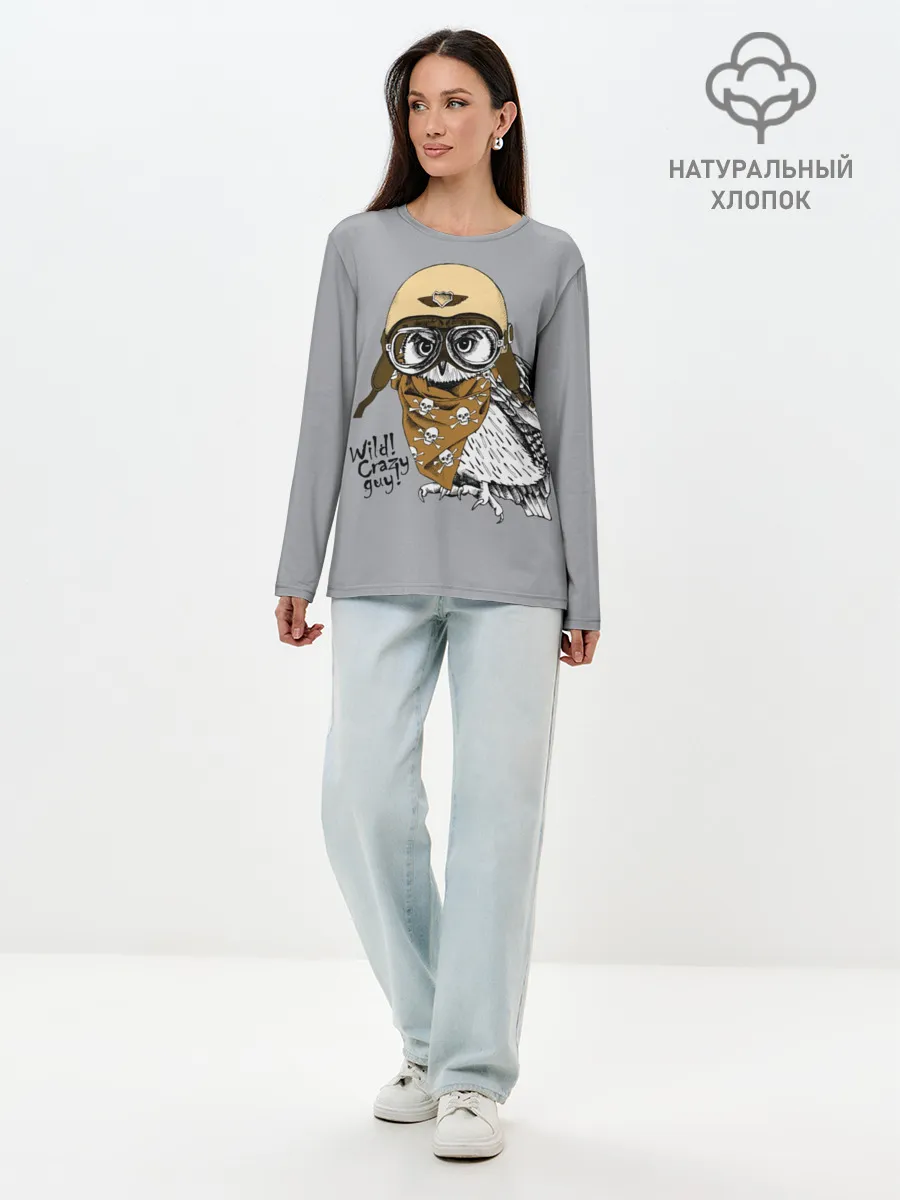 Лонгслив женский. Хлопок / Wild! Сrazy guy!