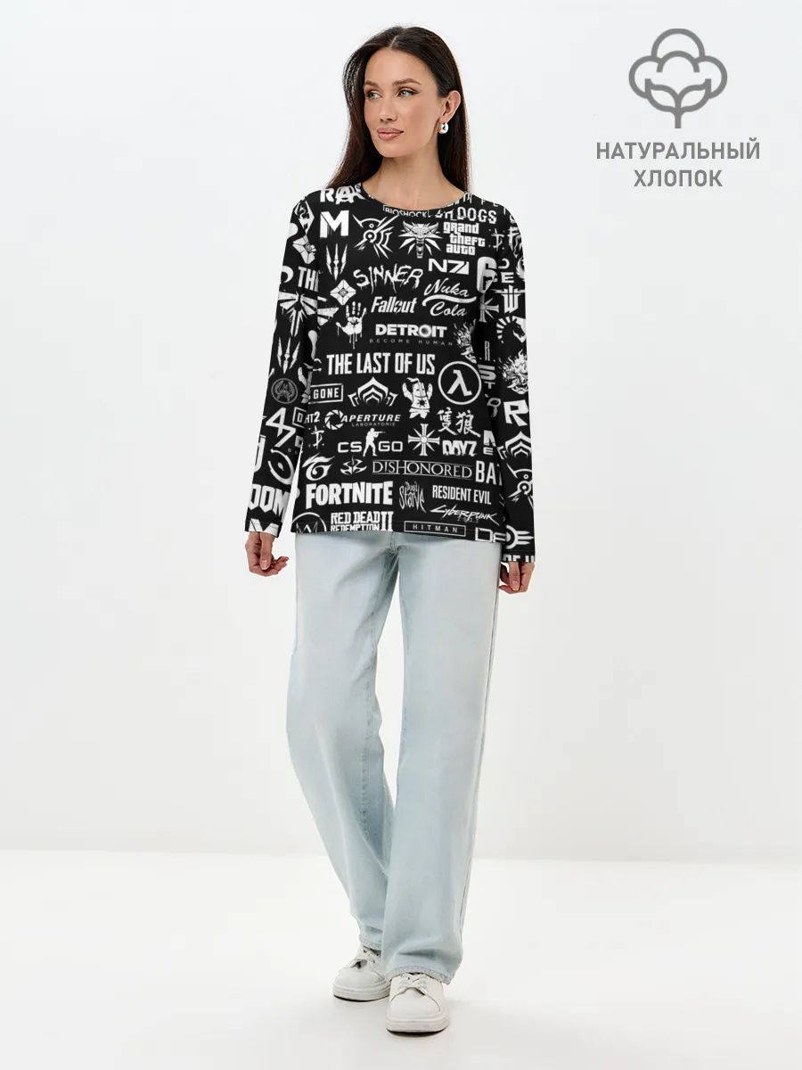 Лонгслив женский. Хлопок / ЛОГОТИПЫ ИГР