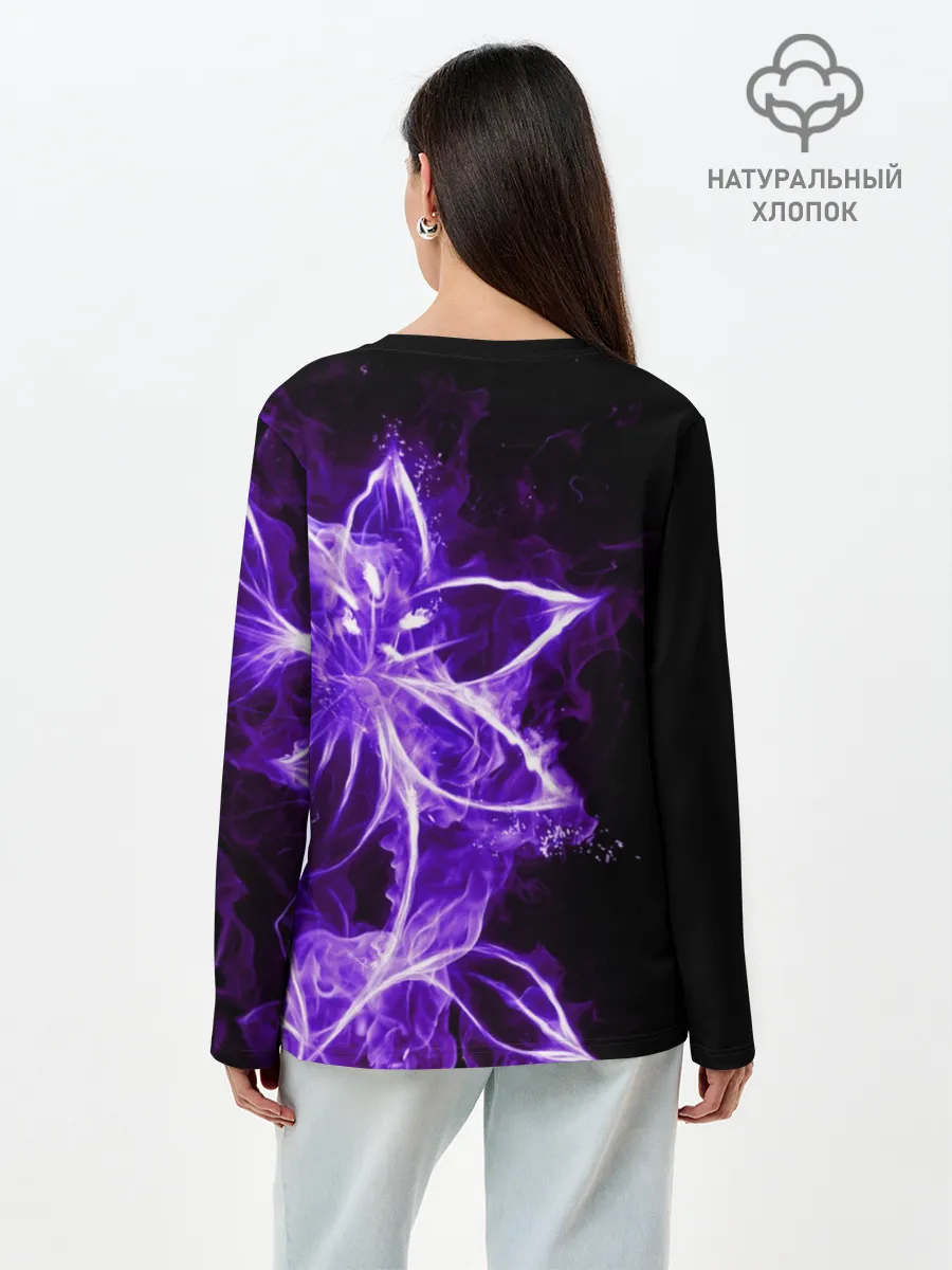 Лонгслив женский. Хлопок / Цветок Тьмы