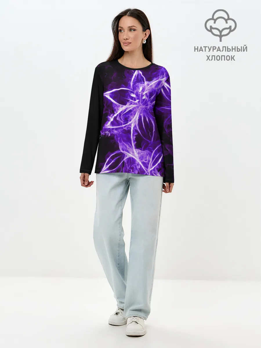 Лонгслив женский. Хлопок / Цветок Тьмы