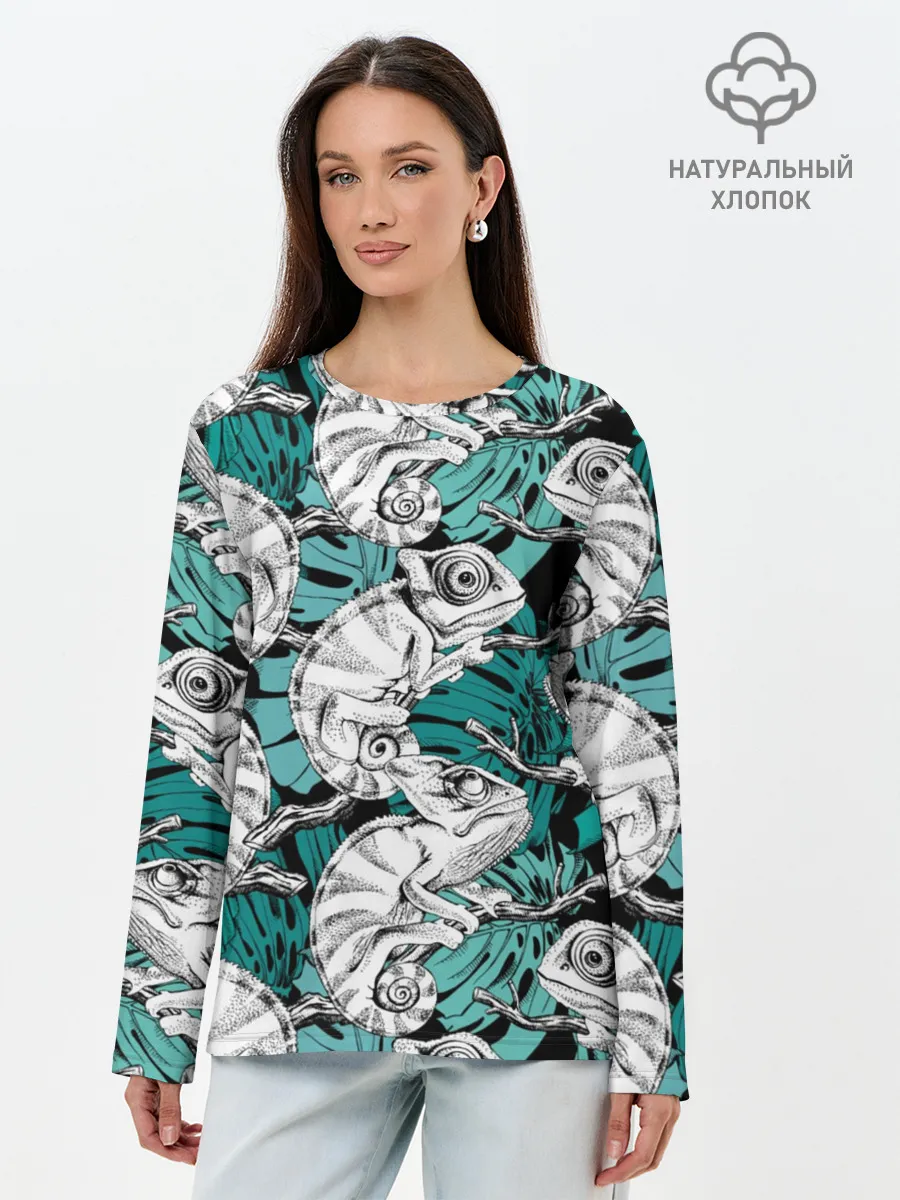 Лонгслив женский. Хлопок / Хамелеоны