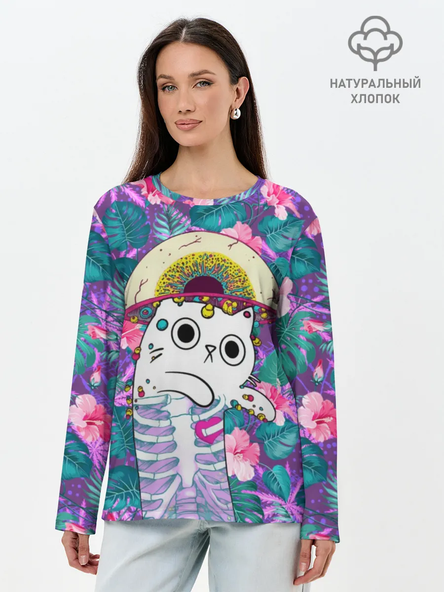 Лонгслив женский. Хлопок / Скелекот