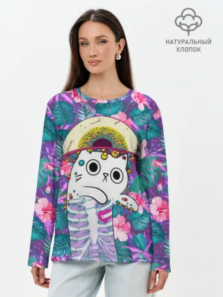 Лонгслив женский. Хлопок / Скелекот