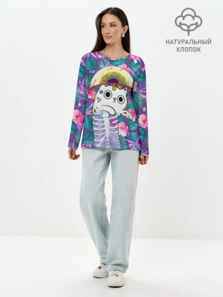 Лонгслив женский. Хлопок / Скелекот