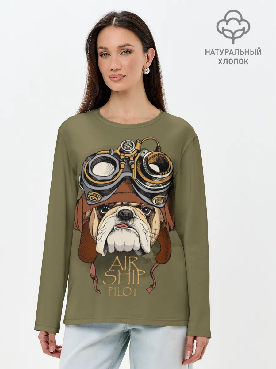 Лонгслив женский. Хлопок / Air ship pilot
