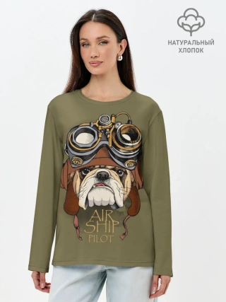 Лонгслив женский. Хлопок / Air ship pilot
