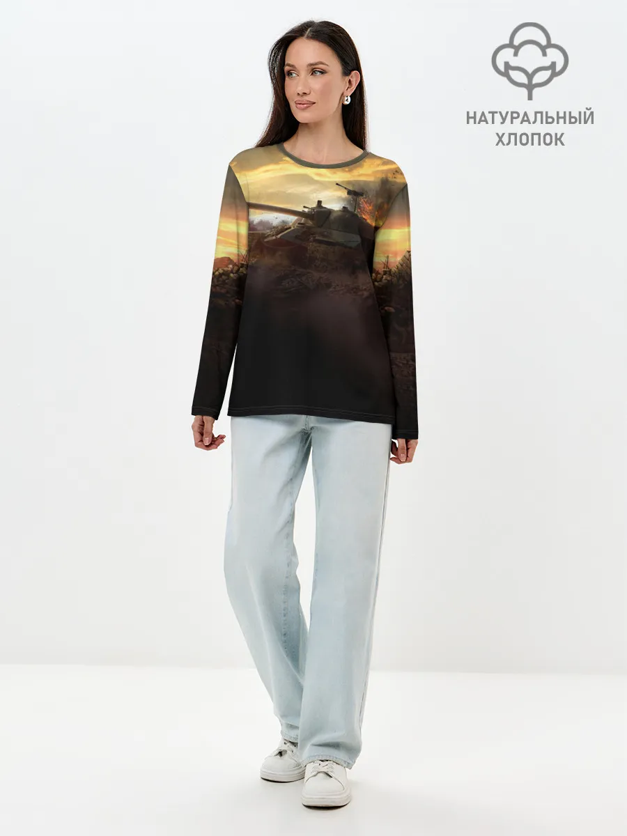 Лонгслив женский. Хлопок / танк на закате