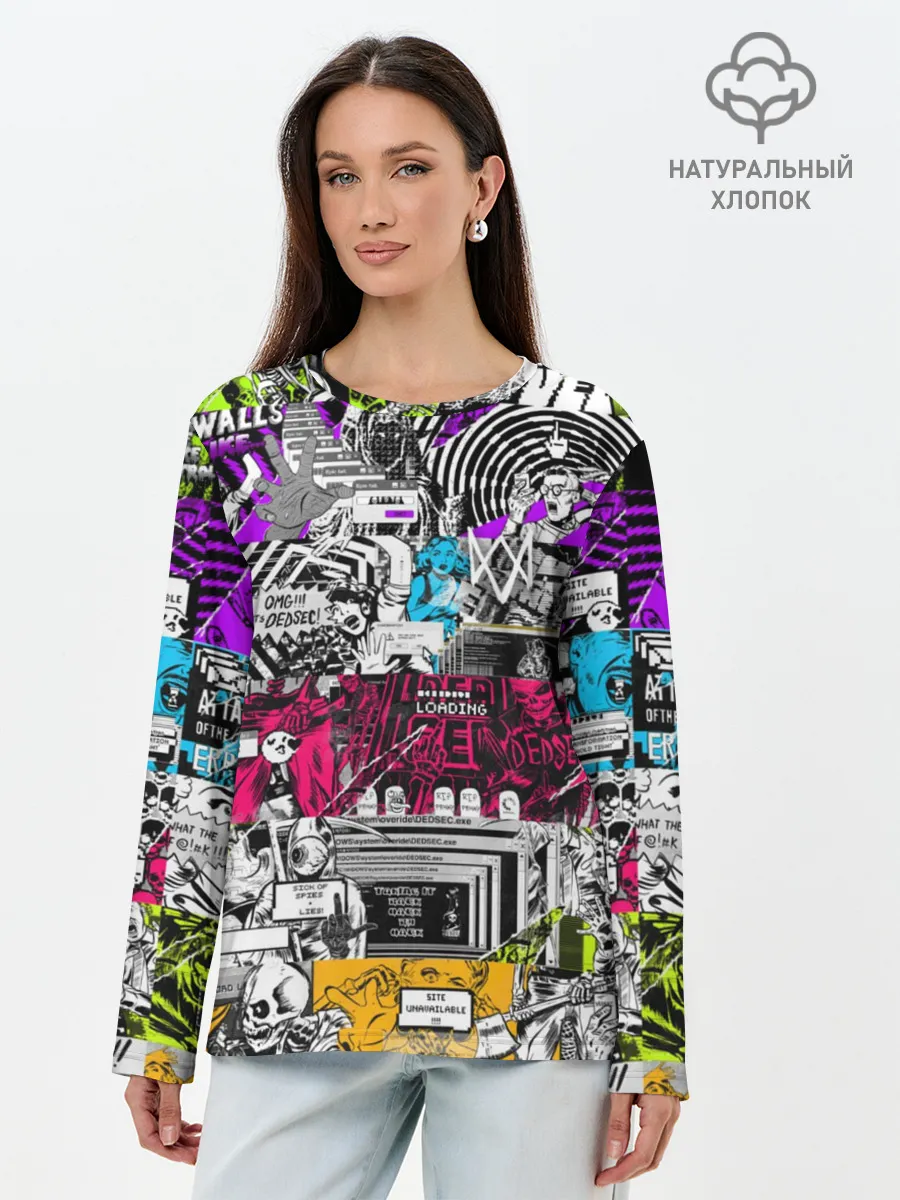 Лонгслив женский. Хлопок / Watch Dogs