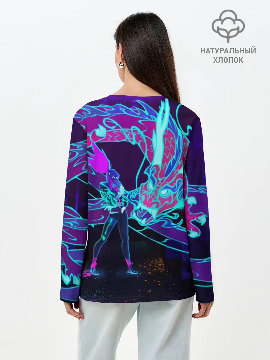 Лонгслив женский. Хлопок / League Of Legends Neon Dragon