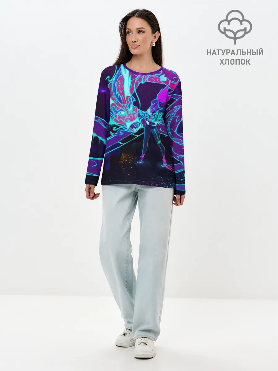 Лонгслив женский. Хлопок / League Of Legends Neon Dragon