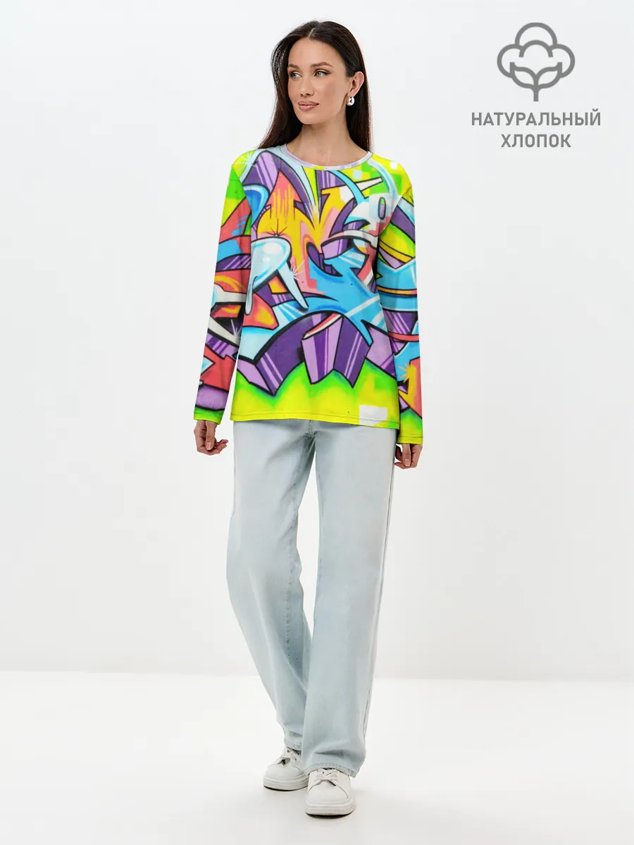 Лонгслив женский. Хлопок / Неоновая кислота