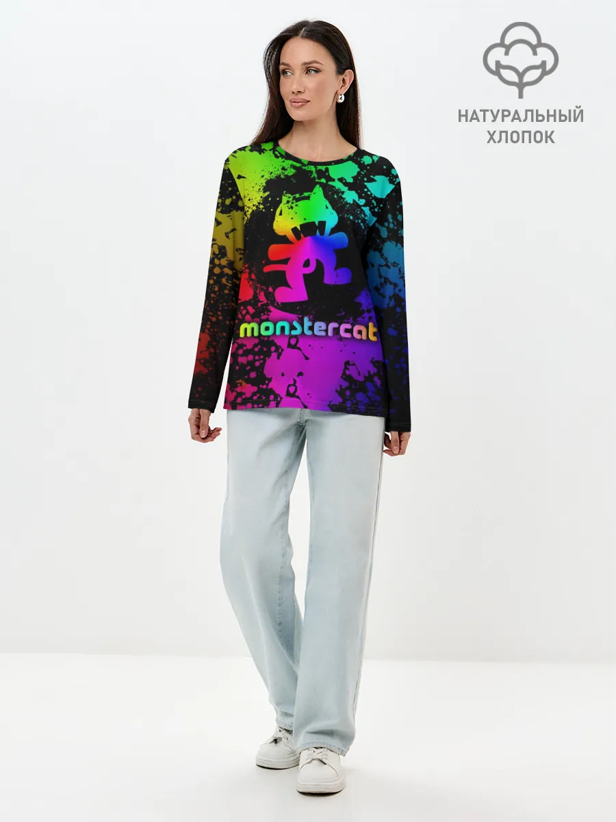 Лонгслив женский. Хлопок / Monstercat