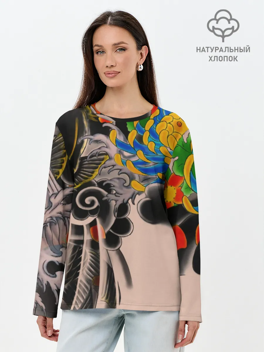 Лонгслив женский. Хлопок / Dsquared tattoo