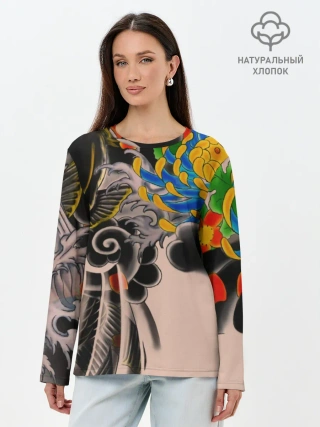 Лонгслив женский. Хлопок / Dsquared tattoo