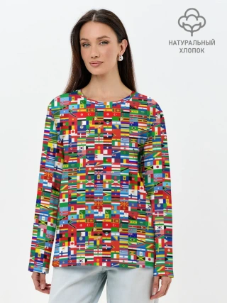 Лонгслив женский. Хлопок / ФЛАГИ