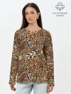 Лонгслив женский. Хлопок / Леопард